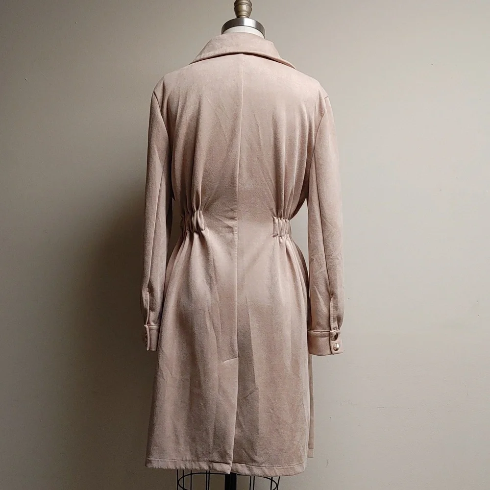 Alice Blue Faux Suede Beige Coat size Large - Picture 4 of 9
